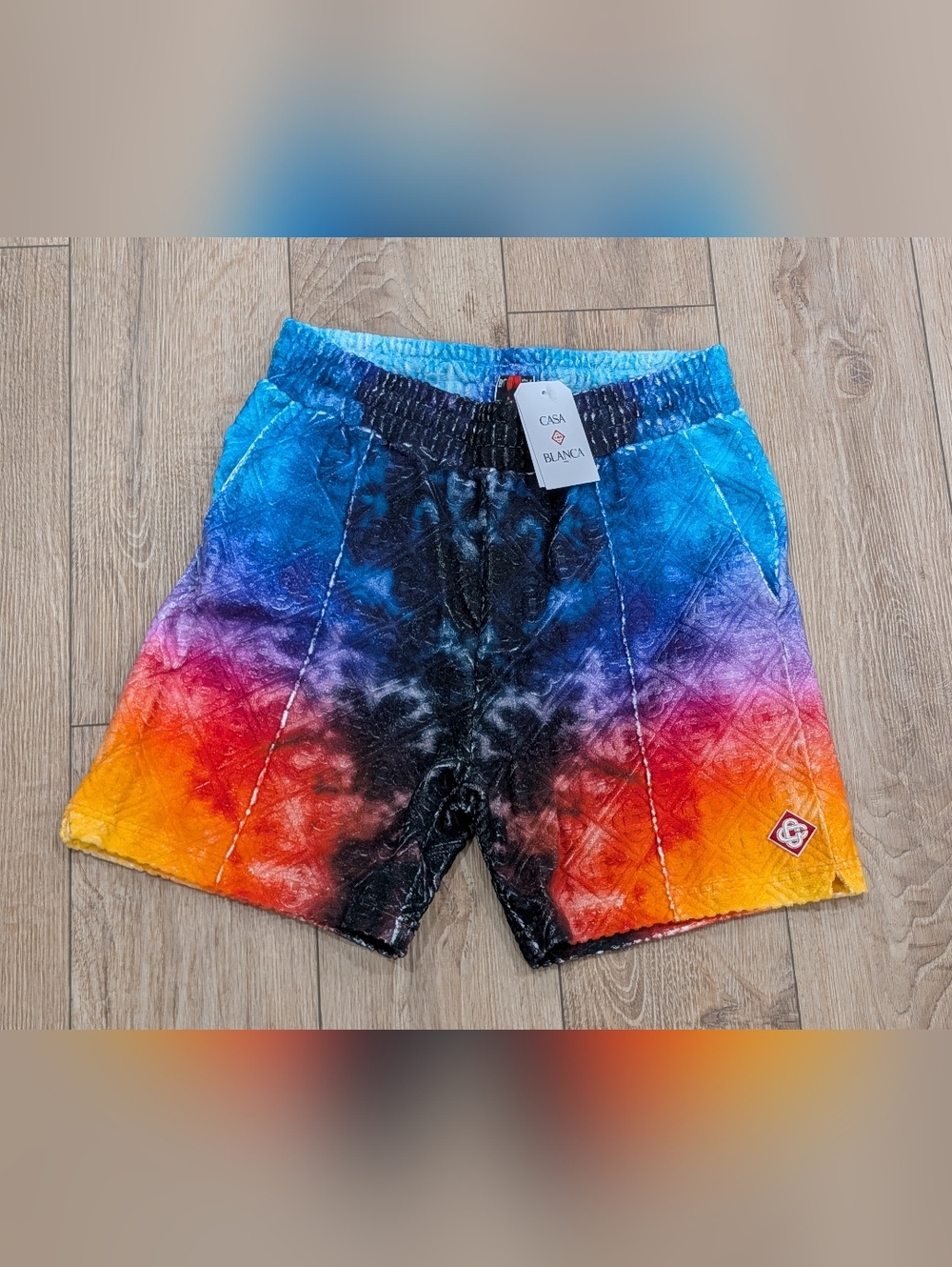$755 Mens Casablanca Jacquard Monogram Shorts Tie-Dye Multi Medium